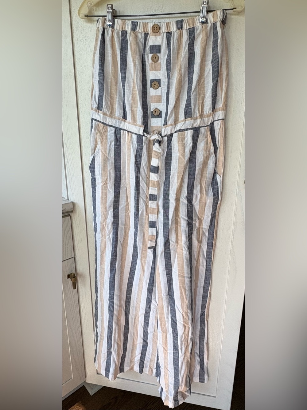 Blue Island Striped Strapless Jumpsuit